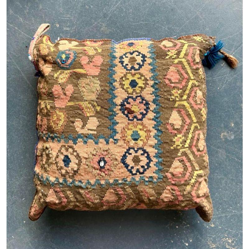 Rustic Vintage Boho Kilim Throw Pillow For Sale