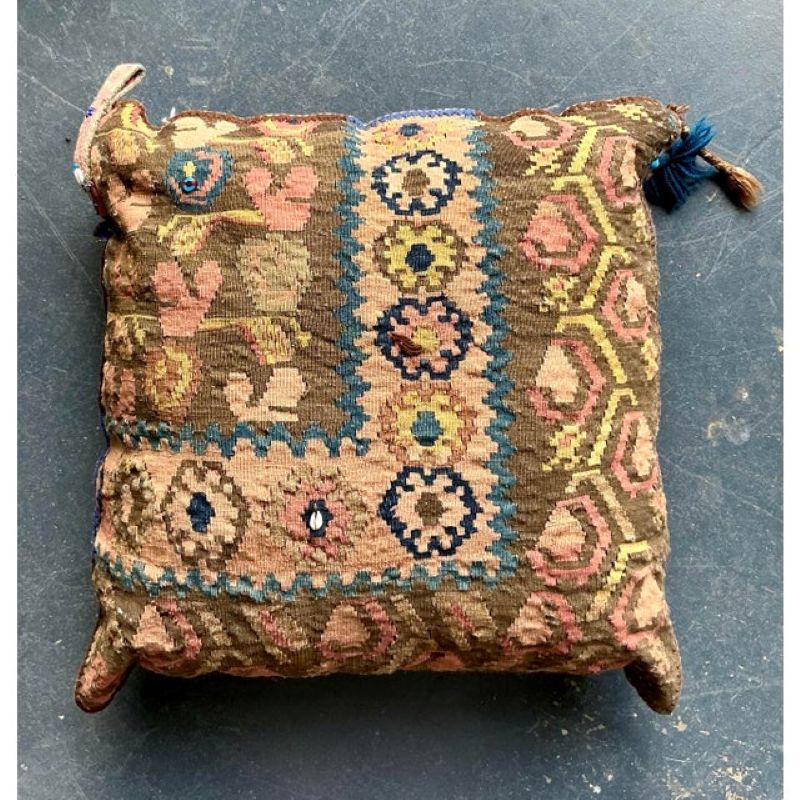 20th Century Vintage Boho Kilim Throw Pillow For Sale