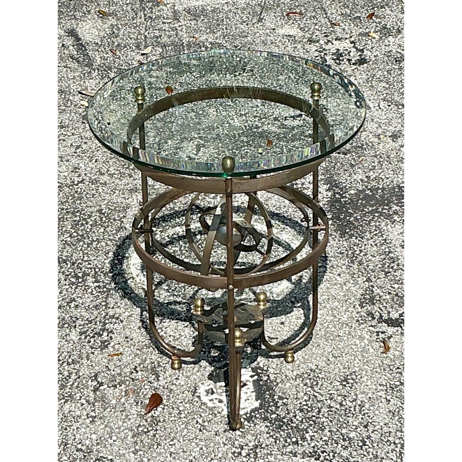 American Vintage Boho Kinetic Sphere Side Table For Sale