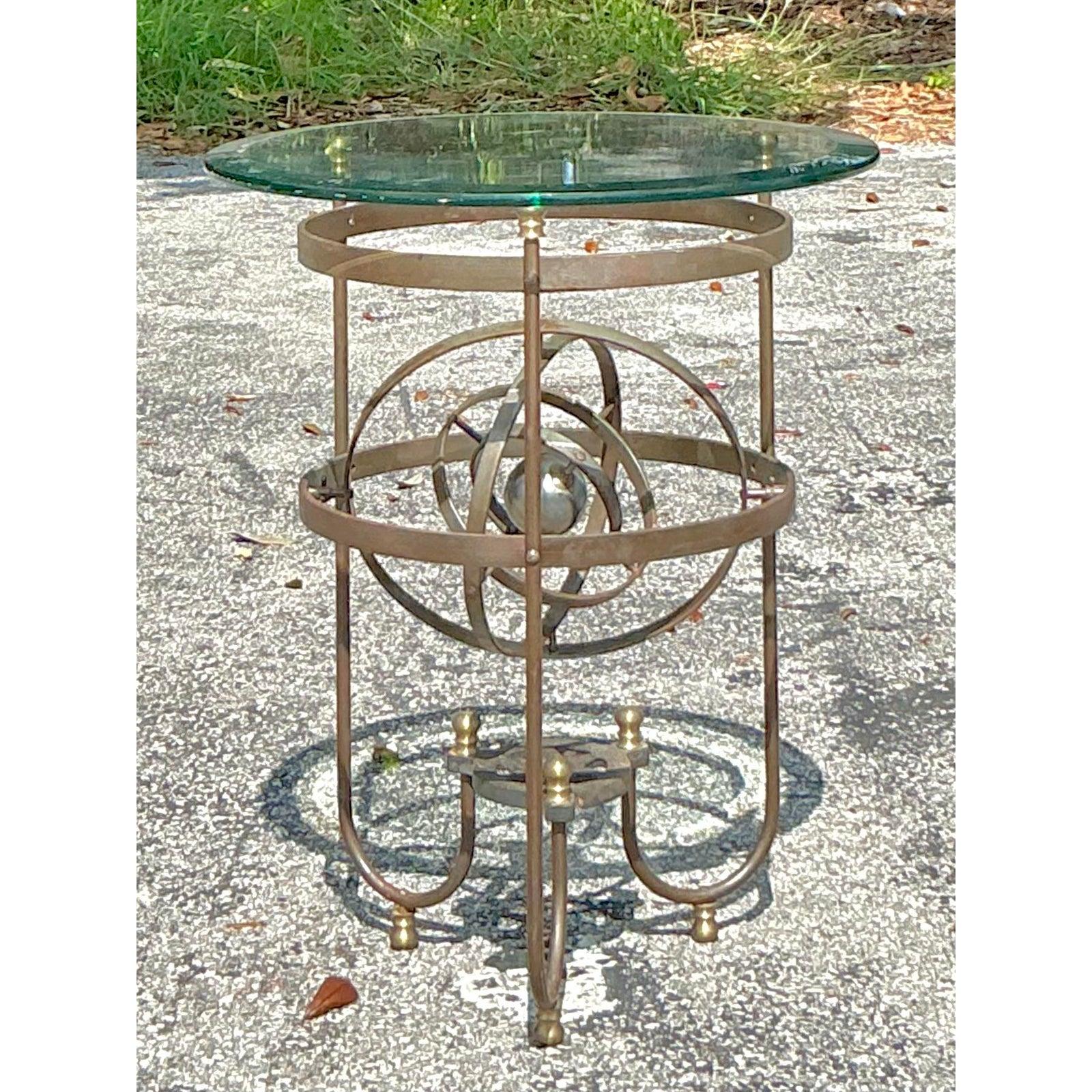 Vintage Boho Kinetic Sphere Side Table In Good Condition For Sale In West Palm Beach, FL