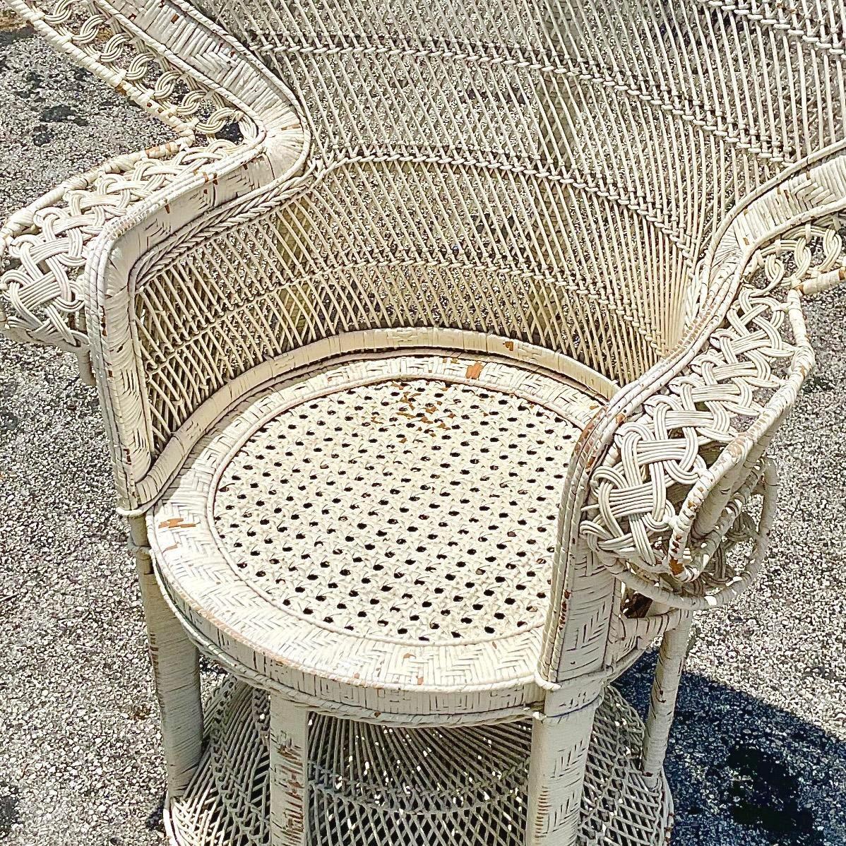 20th Century Vintage Boho King Cobra Rattan Peacock Chair For Sale