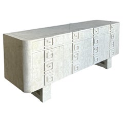 Vintage Boho Kittenger Greek Key Stone Credenza
