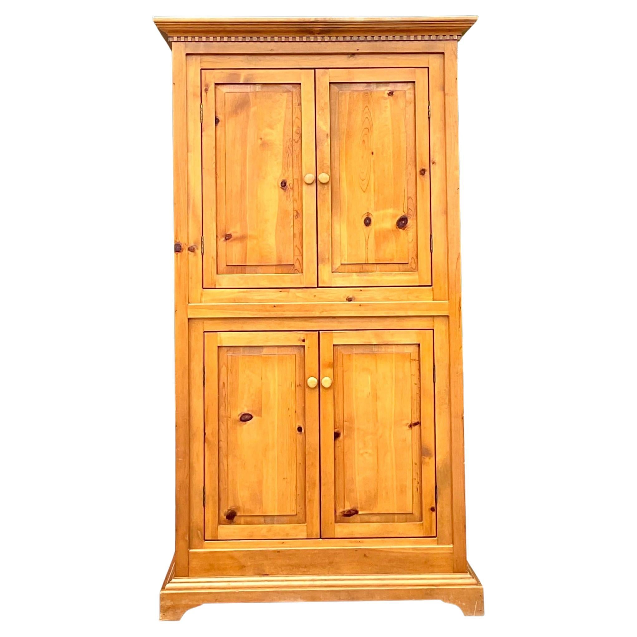 Vintage Boho Knotty Alpine Entertainment Armoire