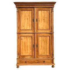 Vintage Boho Knotty Pine Armoire