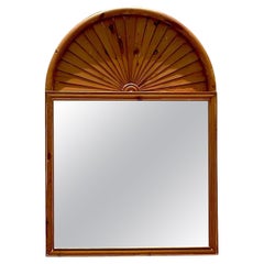 Retro Boho Knotty Pine Fan Top Mirror