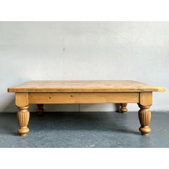 Vintage Boho Knotty Pine Farm Coffee Table