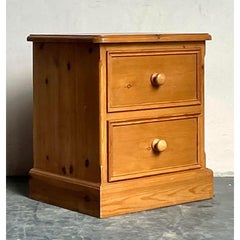 Vintage Boho Knotty Pine Nightstand