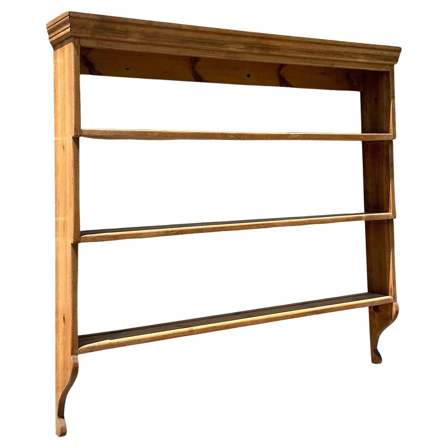 Vintage Boho Knotty Pine Wall Shelf
