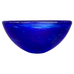 Vintage Boho Kosta Boda Atoll Blue Swirl Bowl