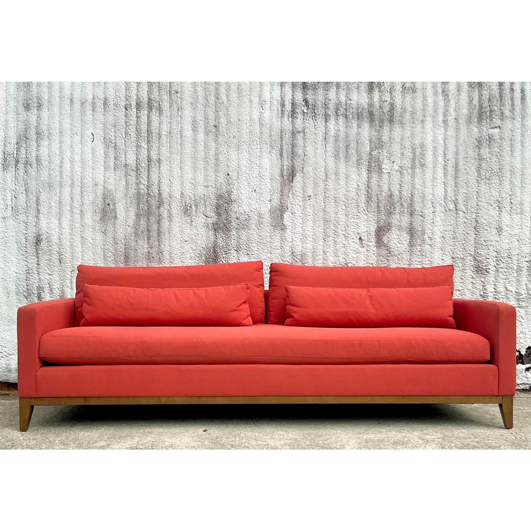 Vintage Boho Kravet Tuxedo Sofa in Perennials Nailhead For Sale 4