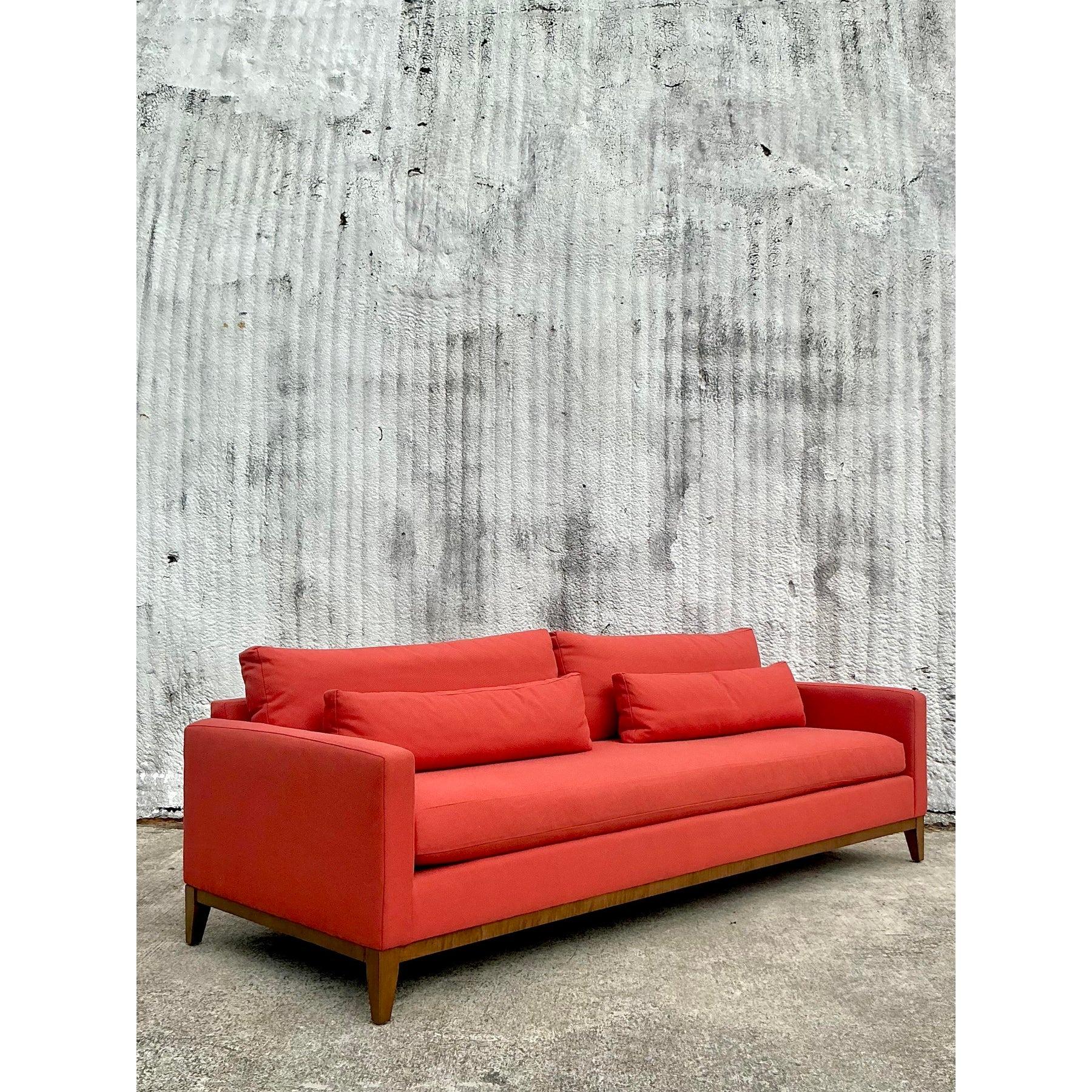 Vintage Boho Kravet Tuxedo Sofa in Perennials Nailhead For Sale 5