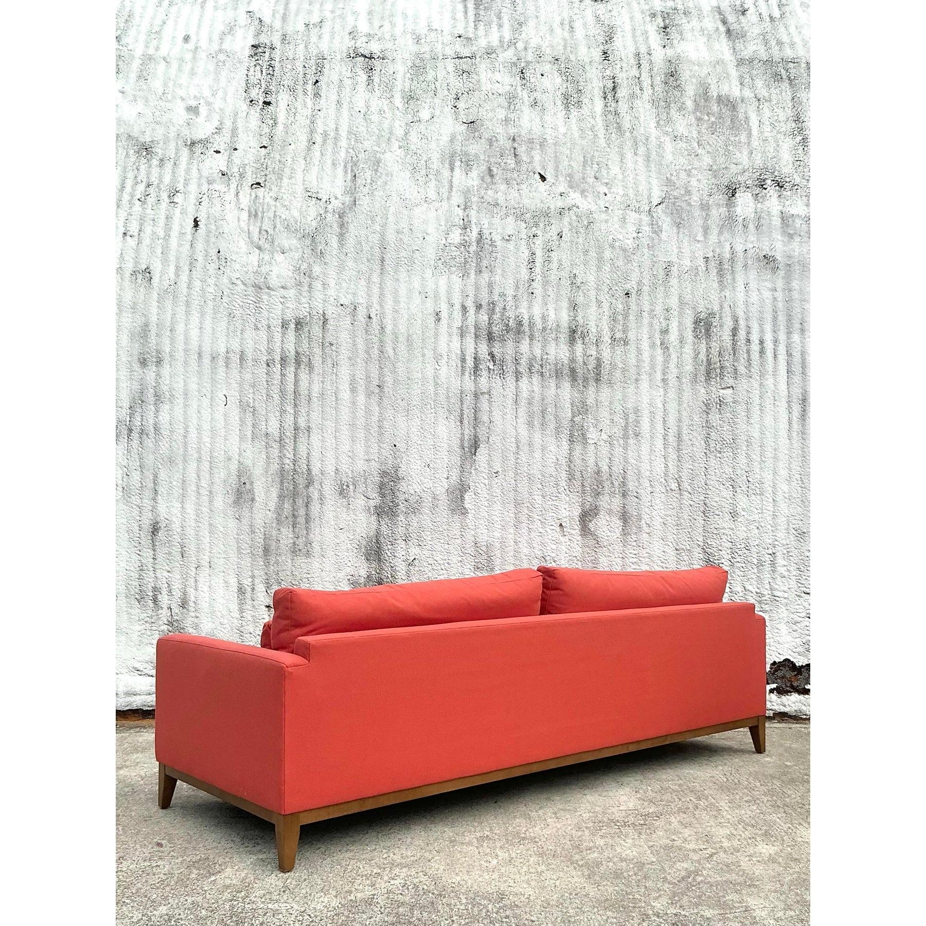 Vintage Boho Kravet Tuxedo Sofa in Perennials Nailhead For Sale 2