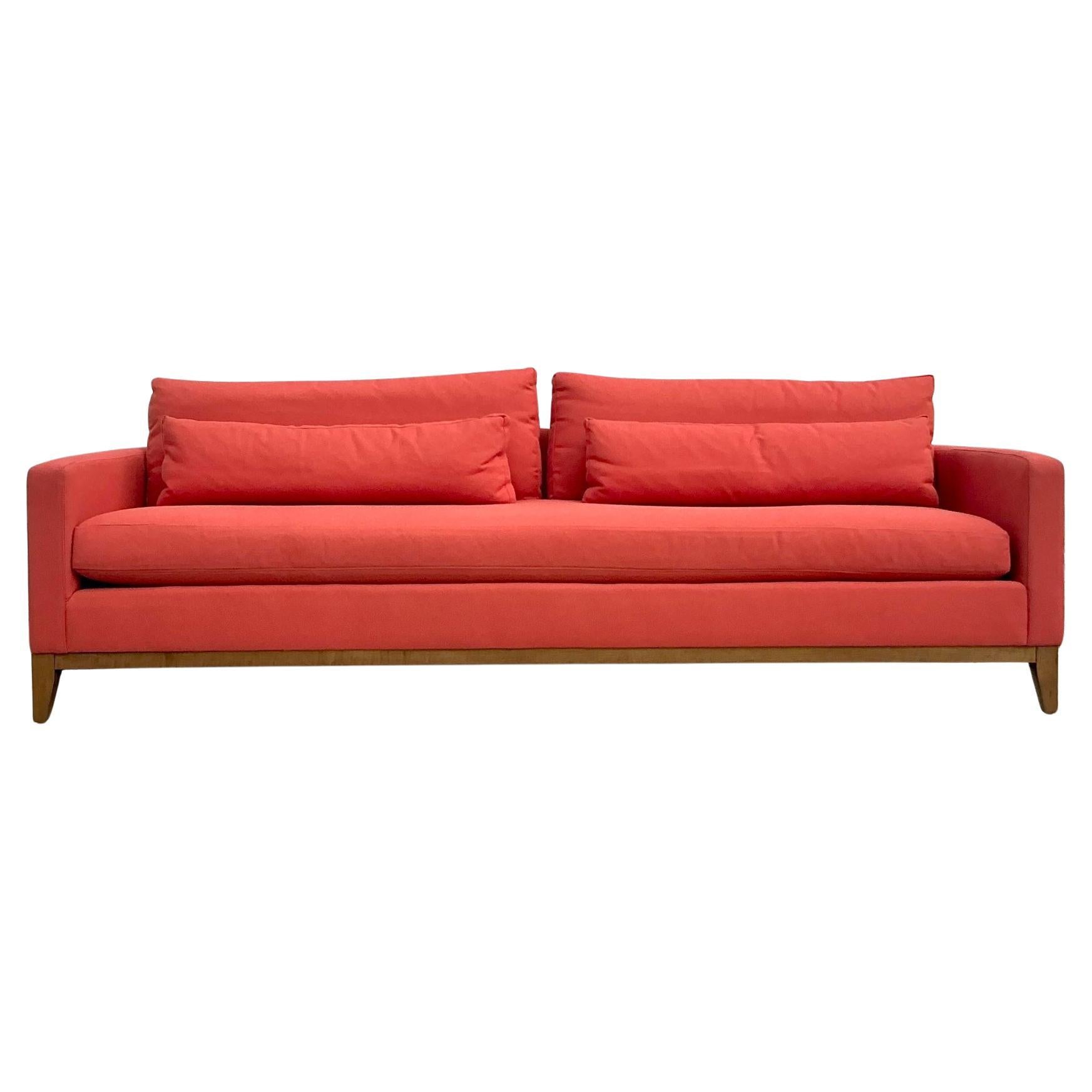 Vintage Boho Kravet Tuxedo Sofa in Perennials Nailhead For Sale