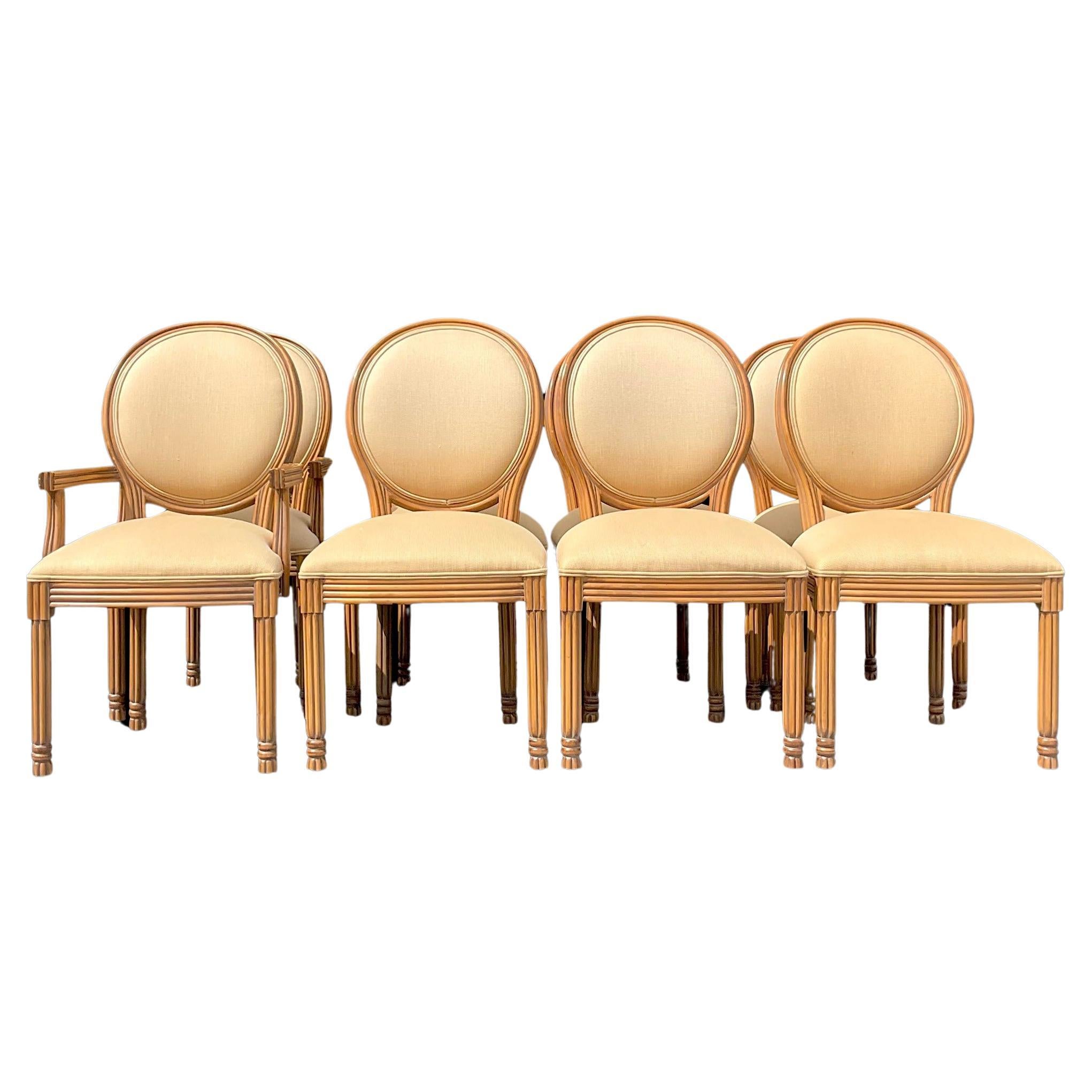 Vintage Boho Kreiss Kollektion geschnitzte Vintage-Esszimmerstühle - Set von 10 Stühlen