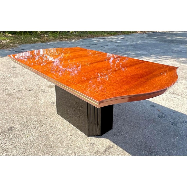Vintage Boho Lacquered Burl Wood Dining Table For Sale at 1stDibs