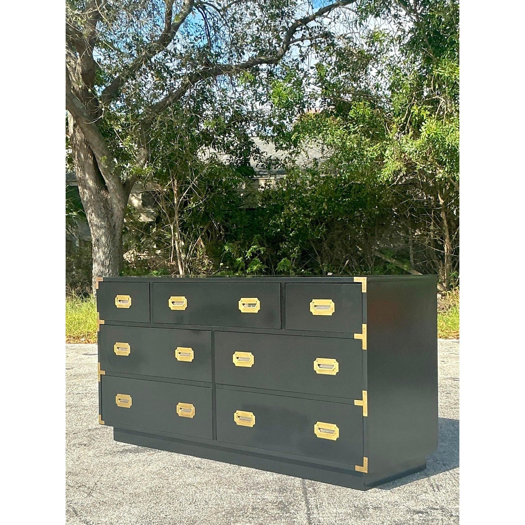 American Vintage Boho Lacquered Campaign Dresser For Sale