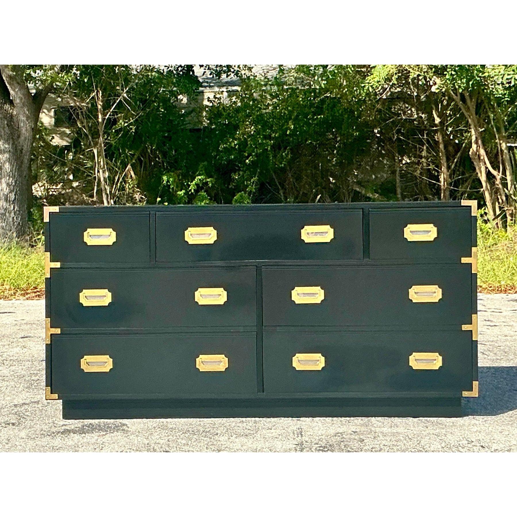 20th Century Vintage Boho Lacquered Campaign Dresser For Sale