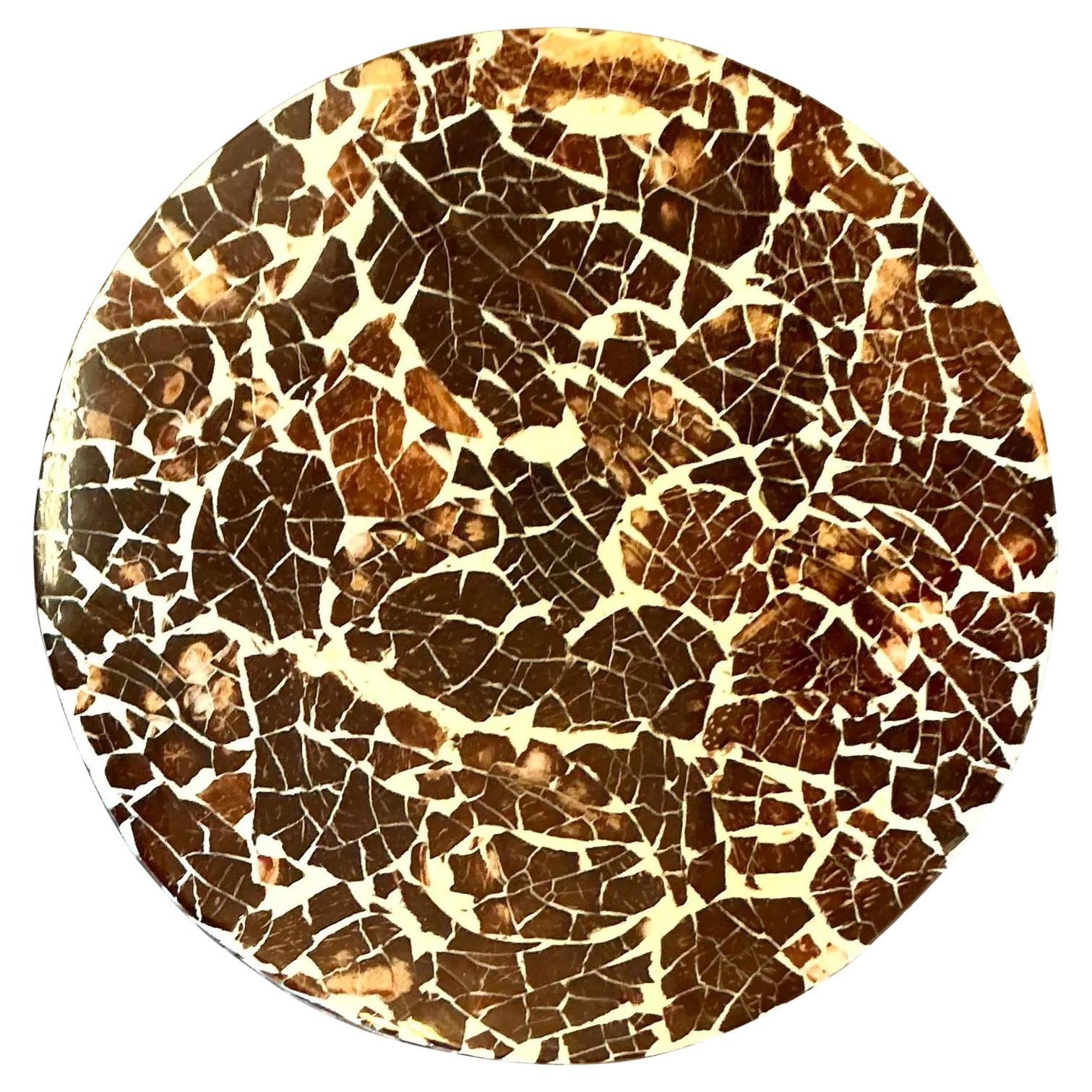 Vintage Boho Lacquered Coconut Shell Lazy Susan