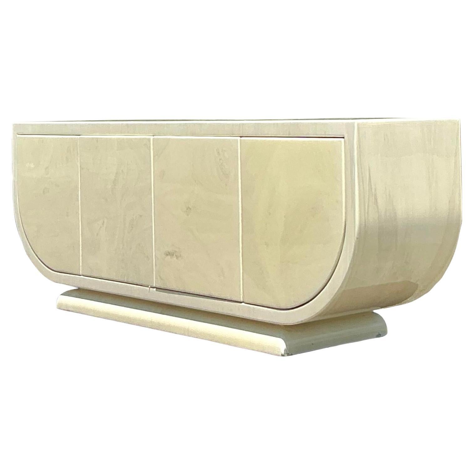 Vintage Boho Lacquered Credenza