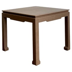 Vintage Boho Lacquered Grasscloth Game Table