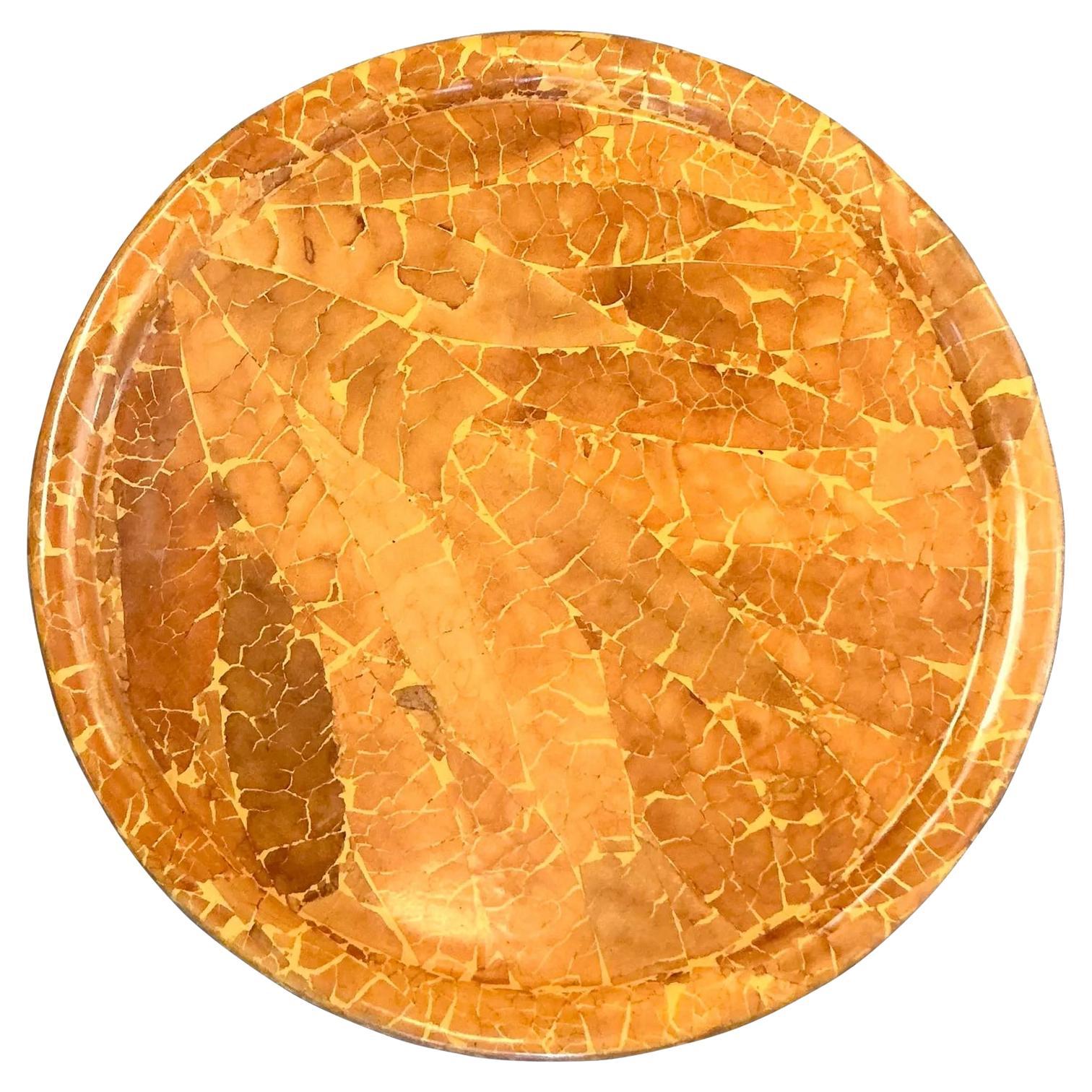 Vintage Boho Lacquered Tabacco Leaf Lazy Susan