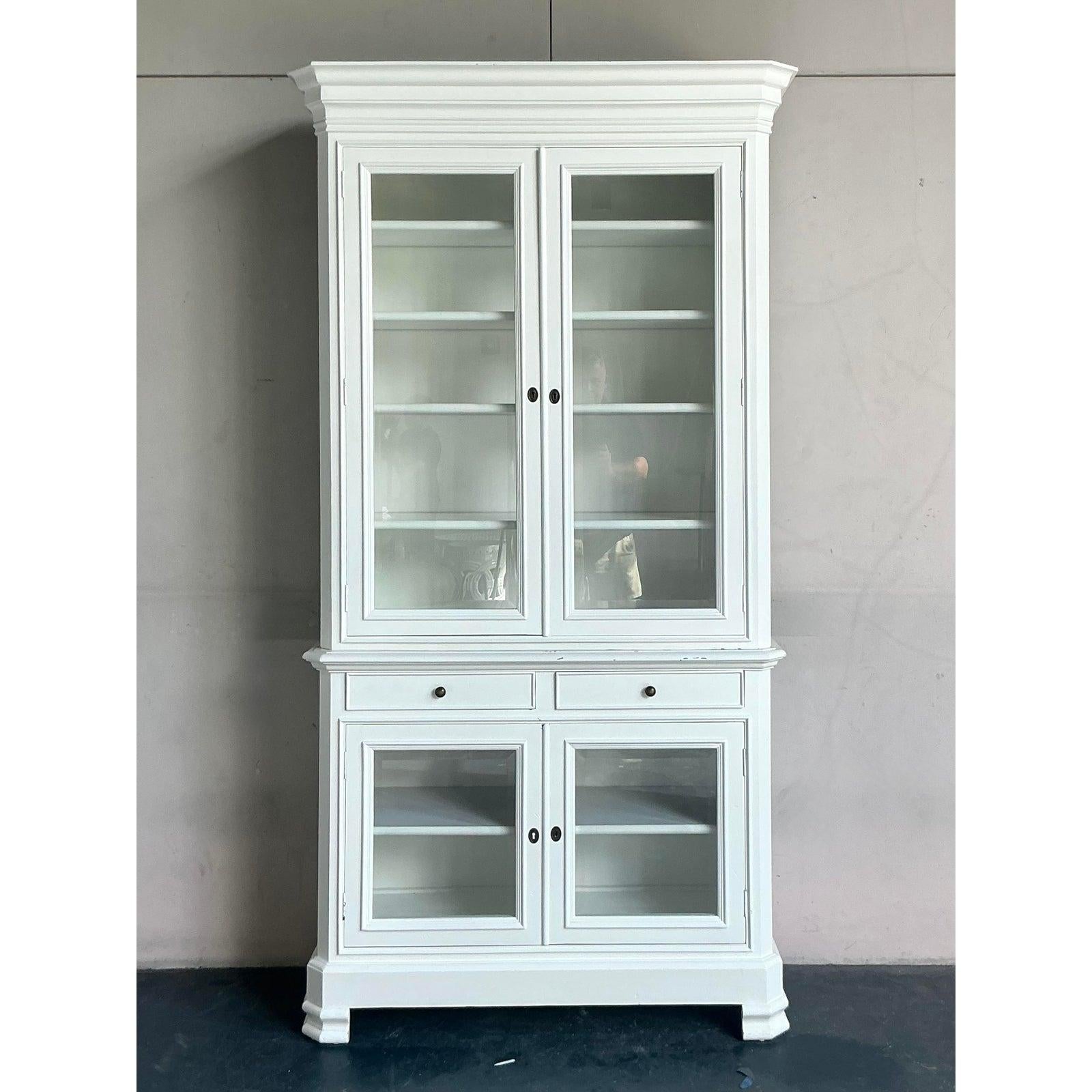 American Vintage Boho Lacquered Tall Cabinet For Sale