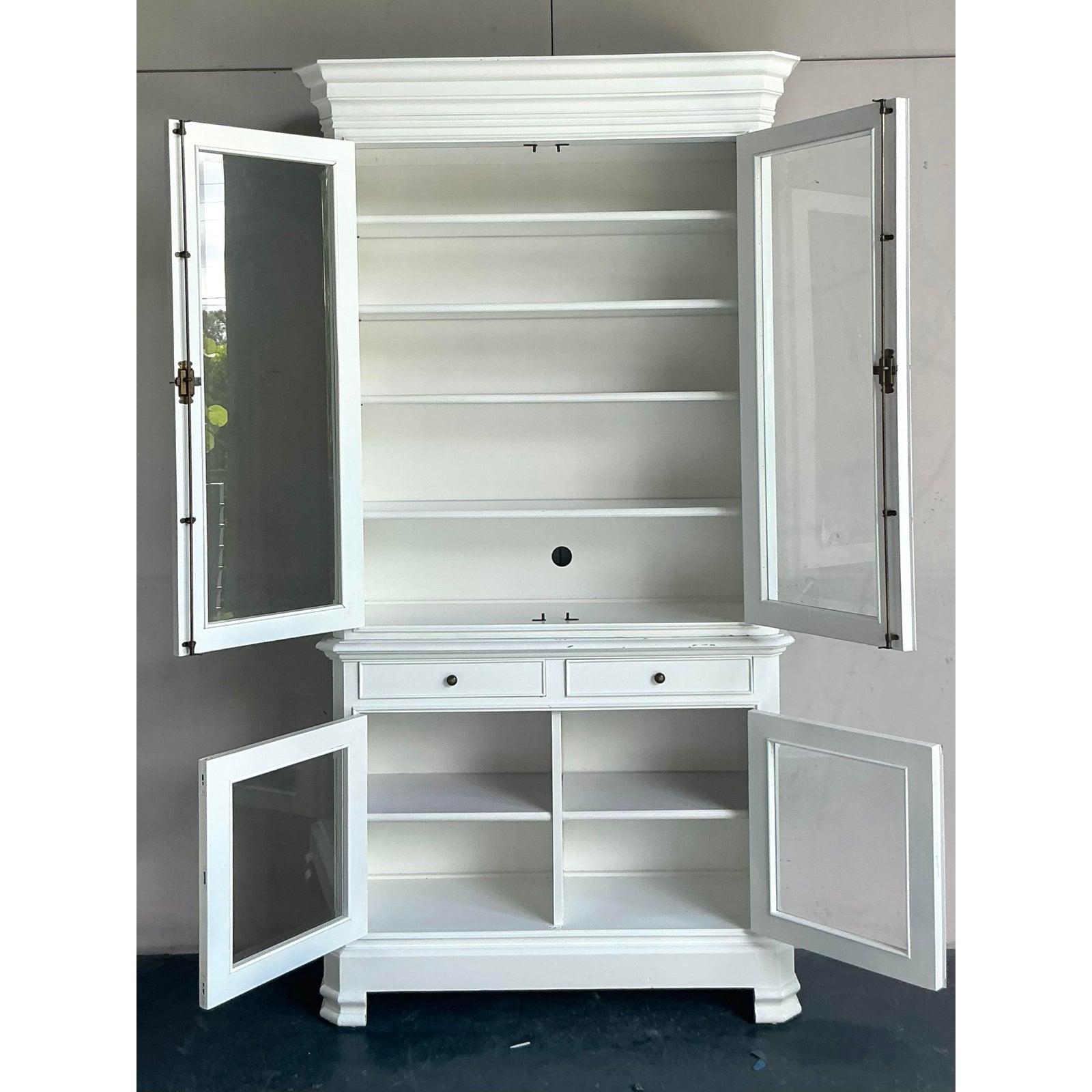 20th Century Vintage Boho Lacquered Tall Cabinet For Sale