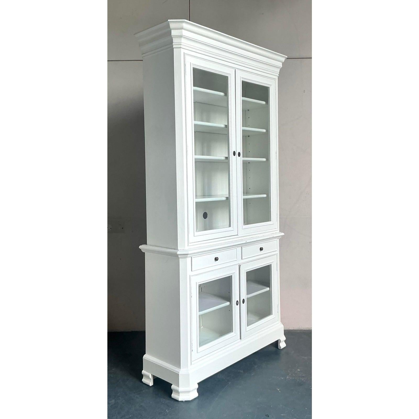 Metal Vintage Boho Lacquered Tall Cabinet For Sale