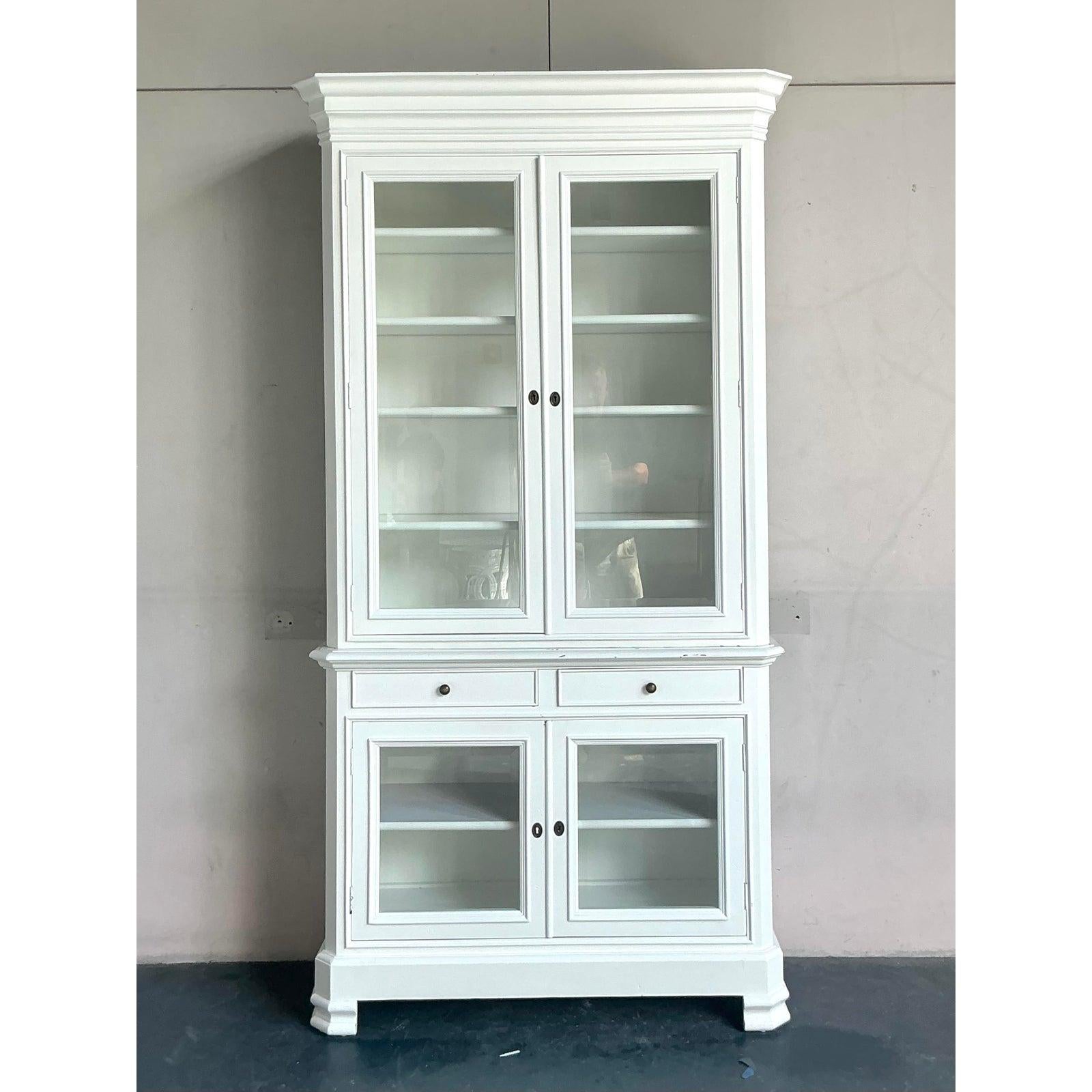 Vintage Boho Lacquered Tall Cabinet For Sale 1