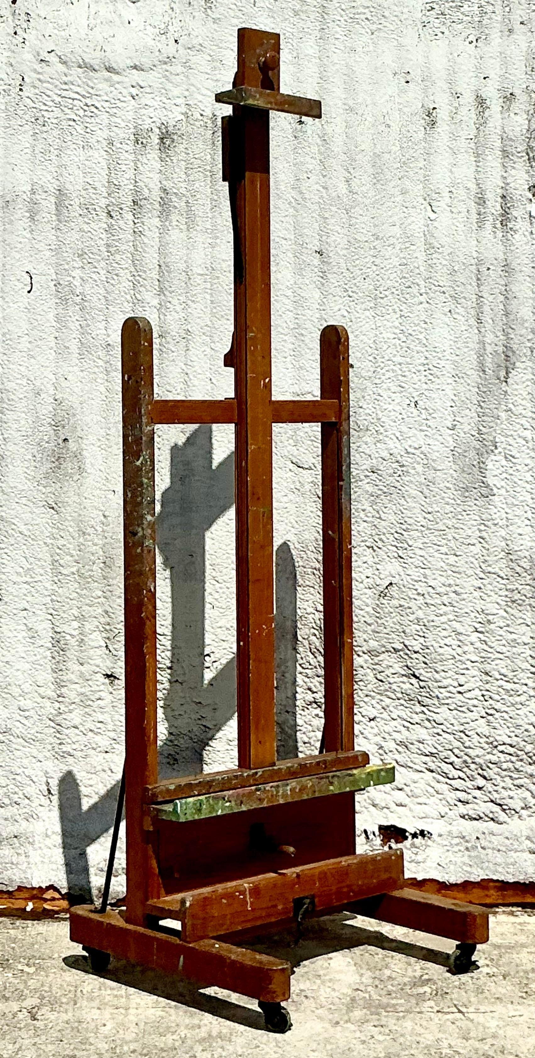 Vintage Boho Large Artist Easel In Good Condition In West Palm Beach, FL