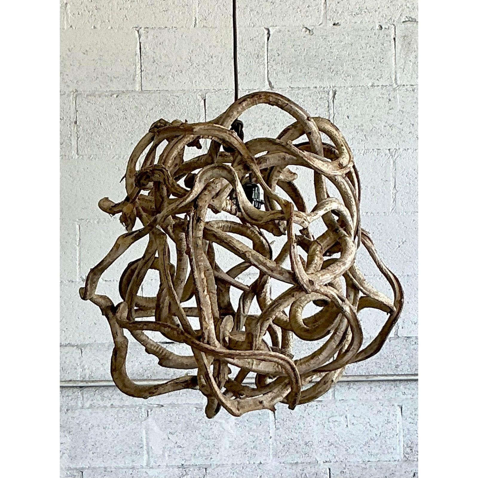 Vintage Boho Large Root Ball Chandelier For Sale 1