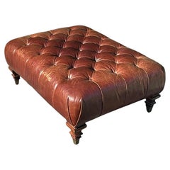 Vintage Boho Lauren Ralph Lauren Tufted Leather Ottoman