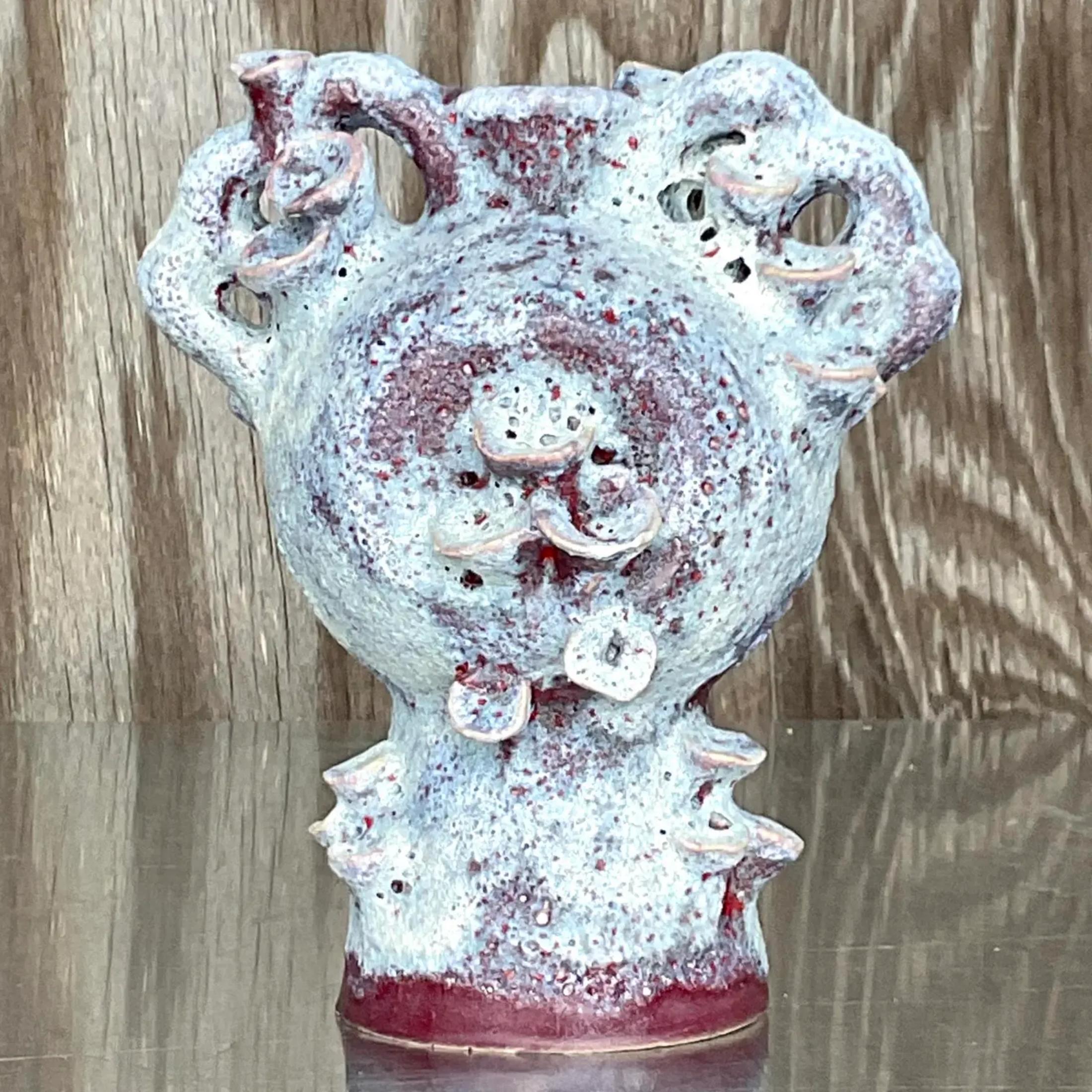 Bohemian Vintage Boho Lava Glaze Studio Pottery Sculpture For Sale