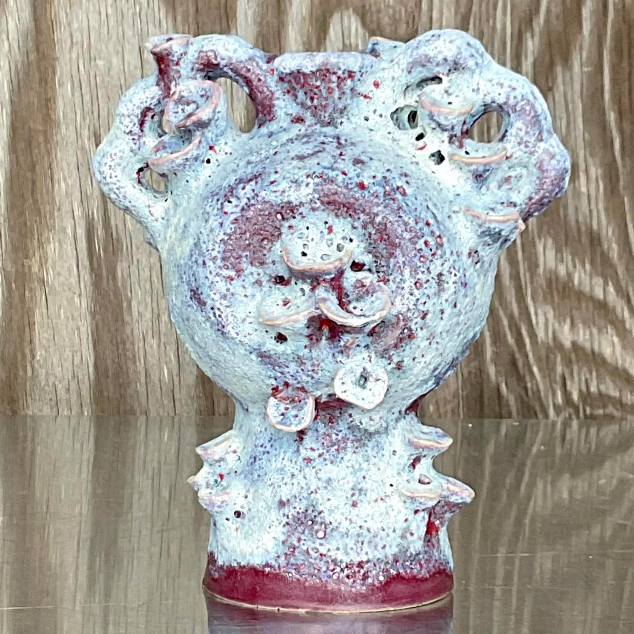 20th Century Vintage Boho Lava Glaze Studio Pottery Sculpture For Sale