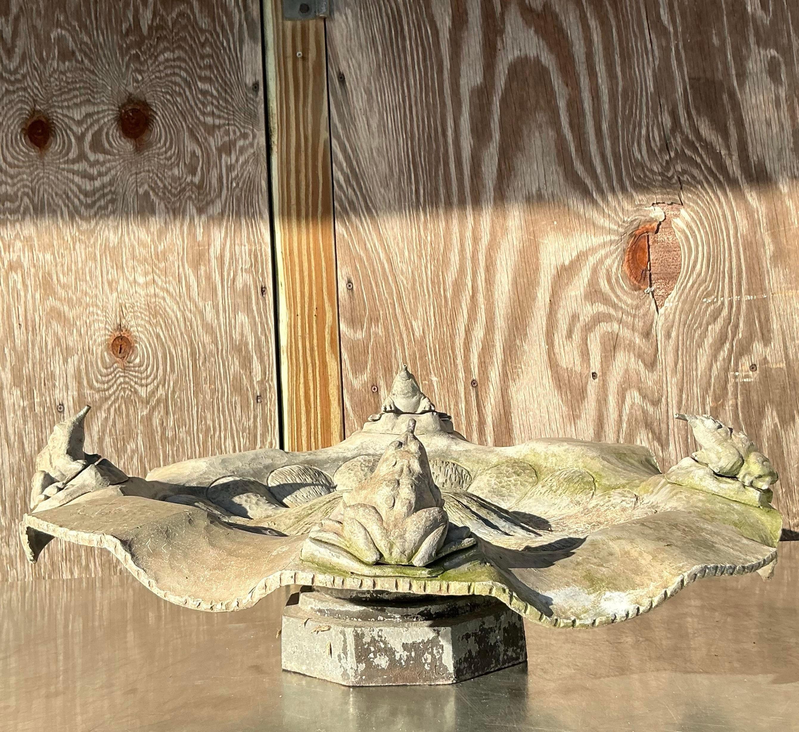 Vintage Boho Lead Frog Fountain In Good Condition In West Palm Beach, FL