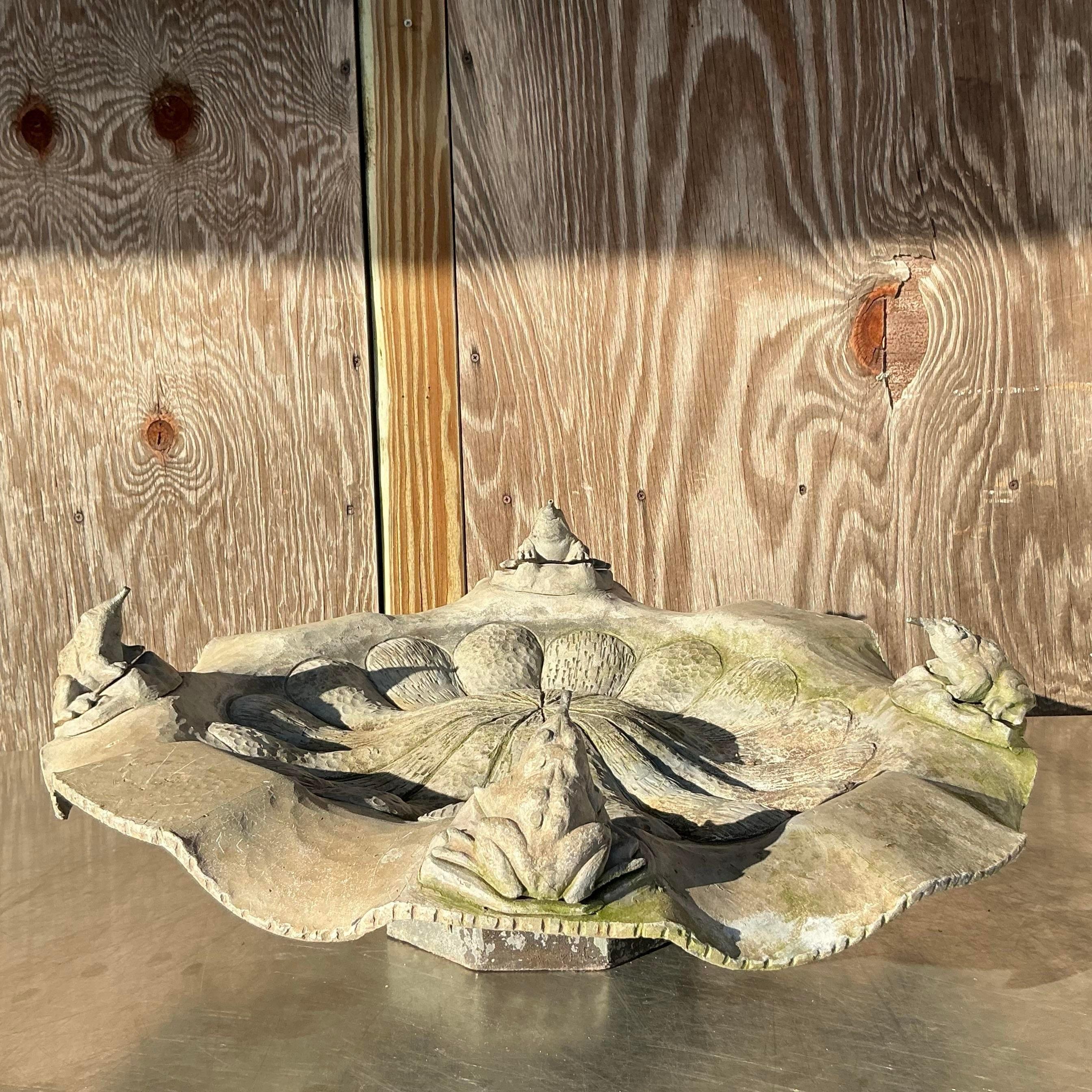 Vintage Boho Lead Frog Fountain 1