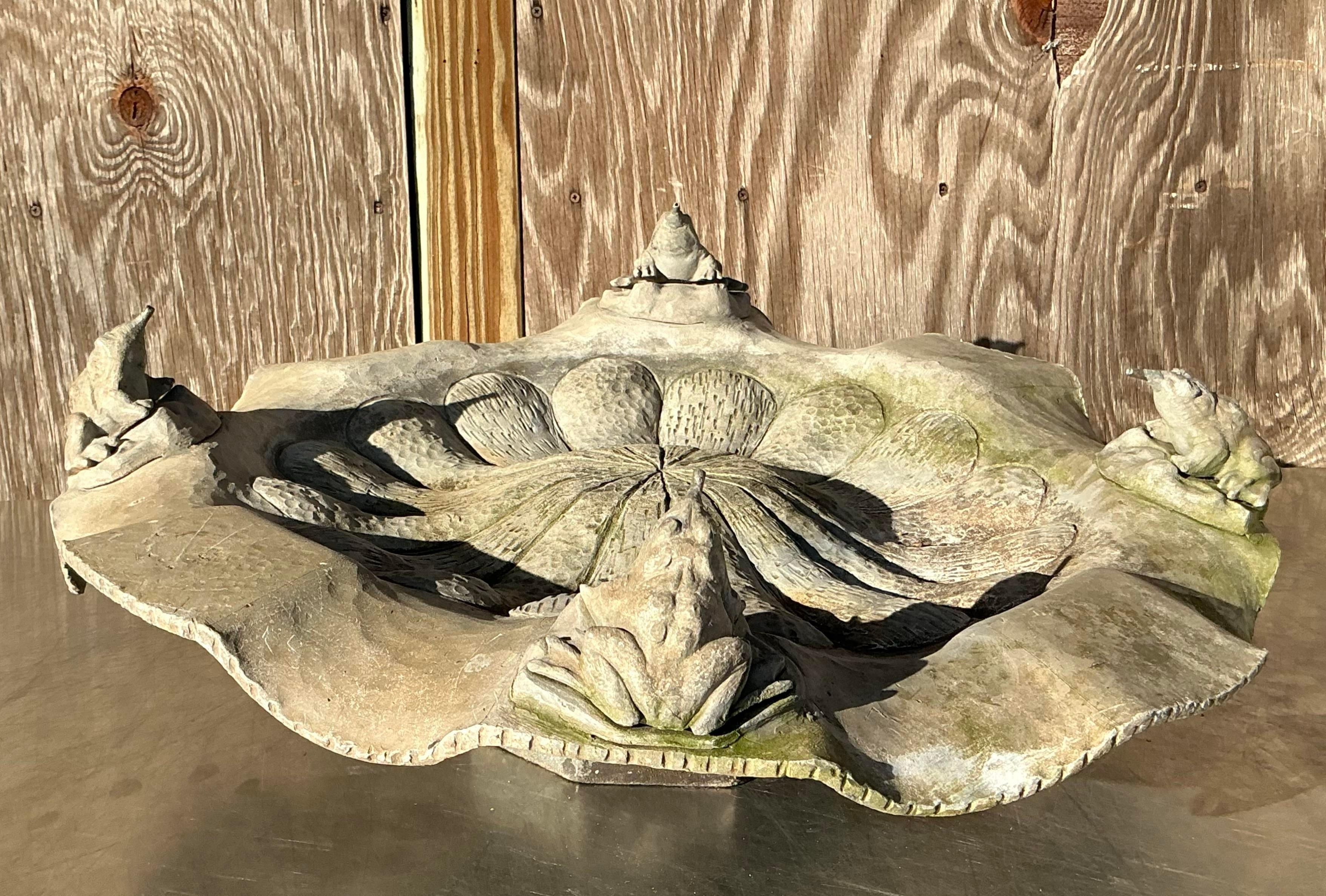 Vintage Boho Lead Frog Fountain 2