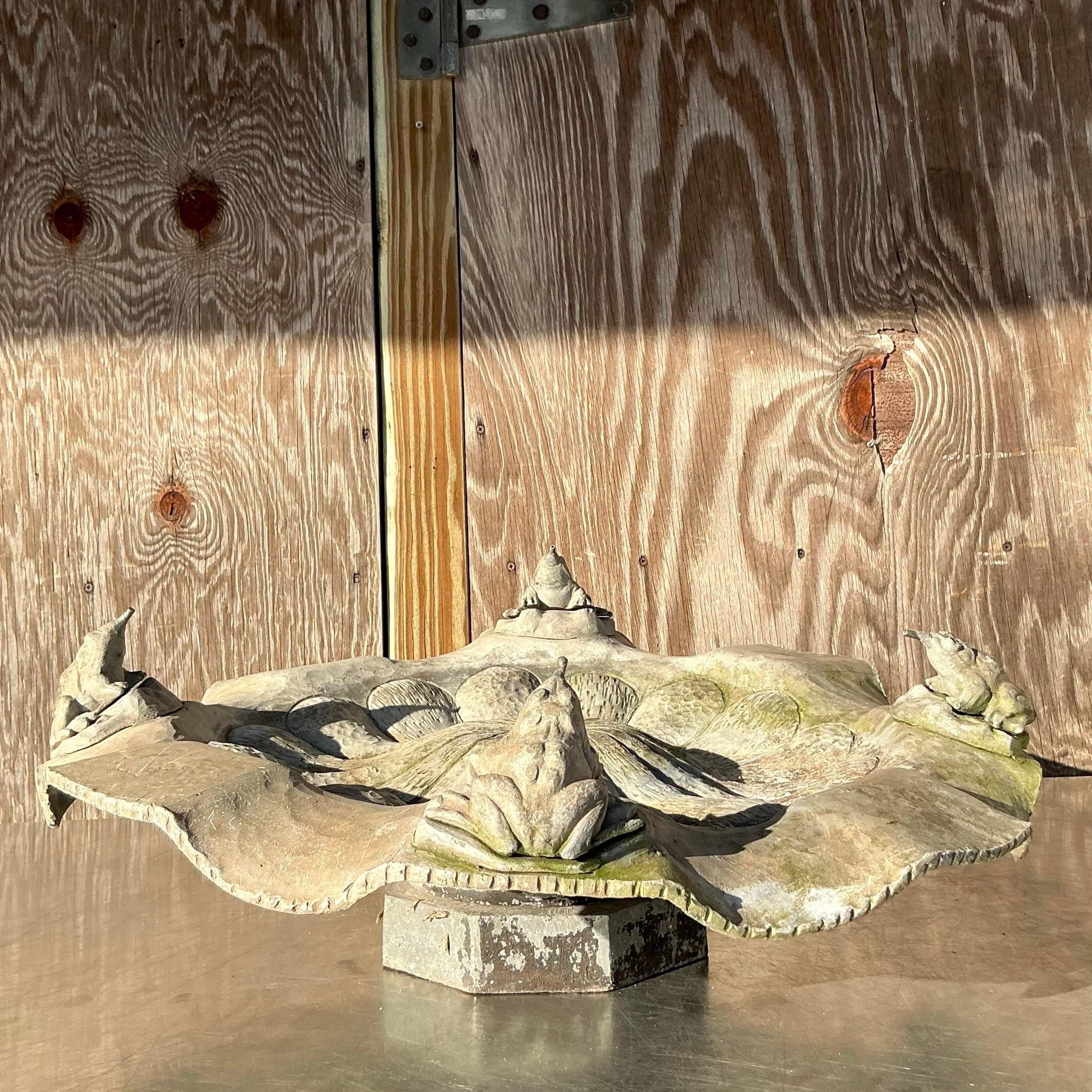 Vintage Boho Lead Frog Fountain 3