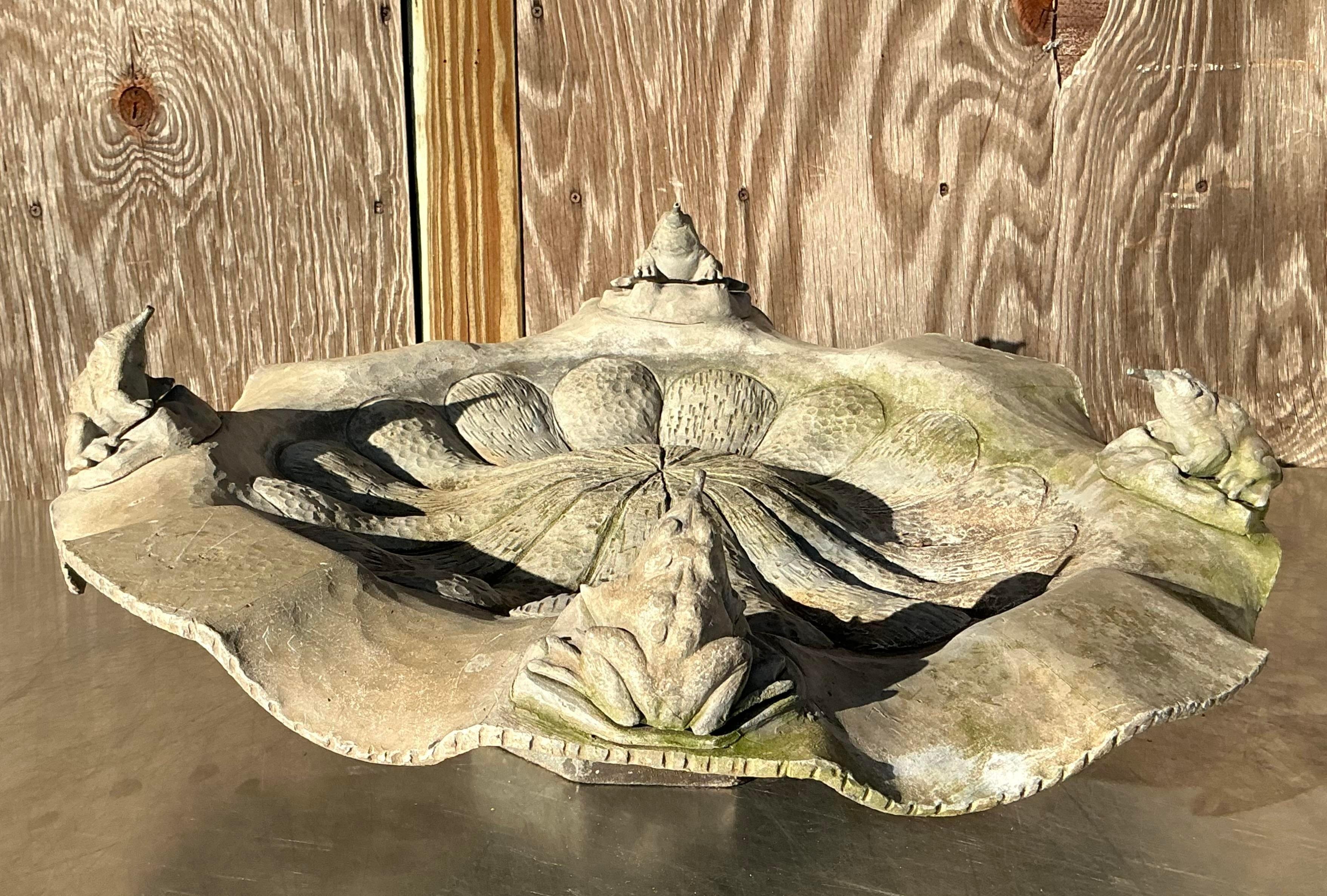 Vintage Boho Lead Frog Fountain 4