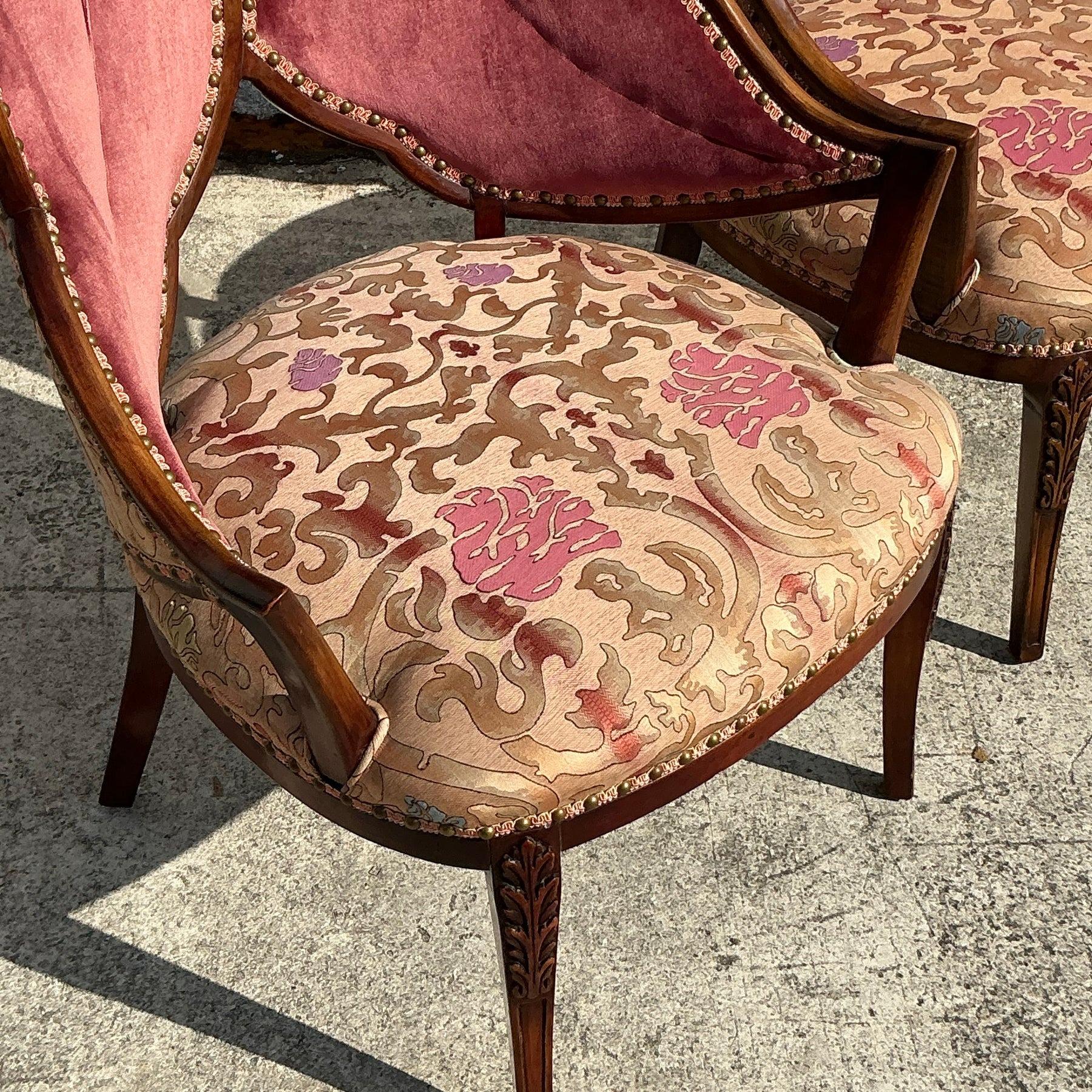Américain Paire de chaises Boho à feuilles d'après Grosfeld House en vente