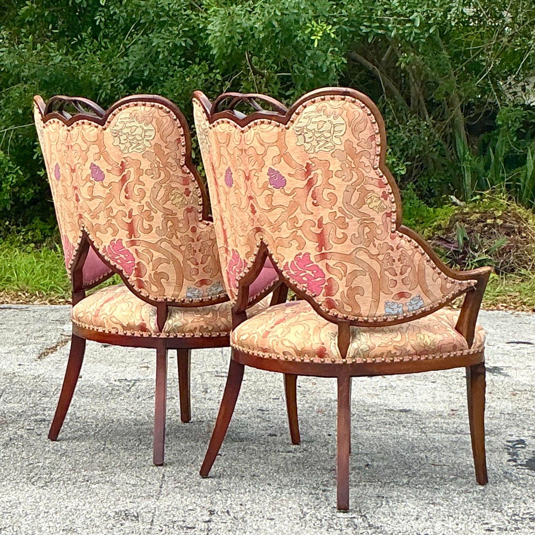 Paire de chaises Boho à feuilles d'après Grosfeld House en vente 1