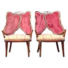 Vintage Boho Leaf Chairs After Grosfeld House - a Pair