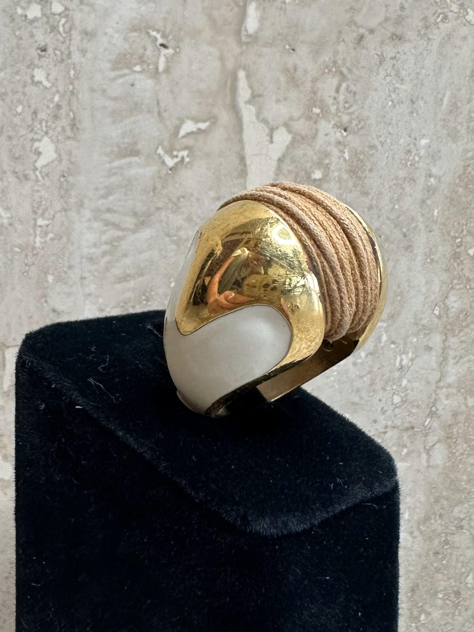 Regency Vintage Boho Leather Chord Ring For Sale