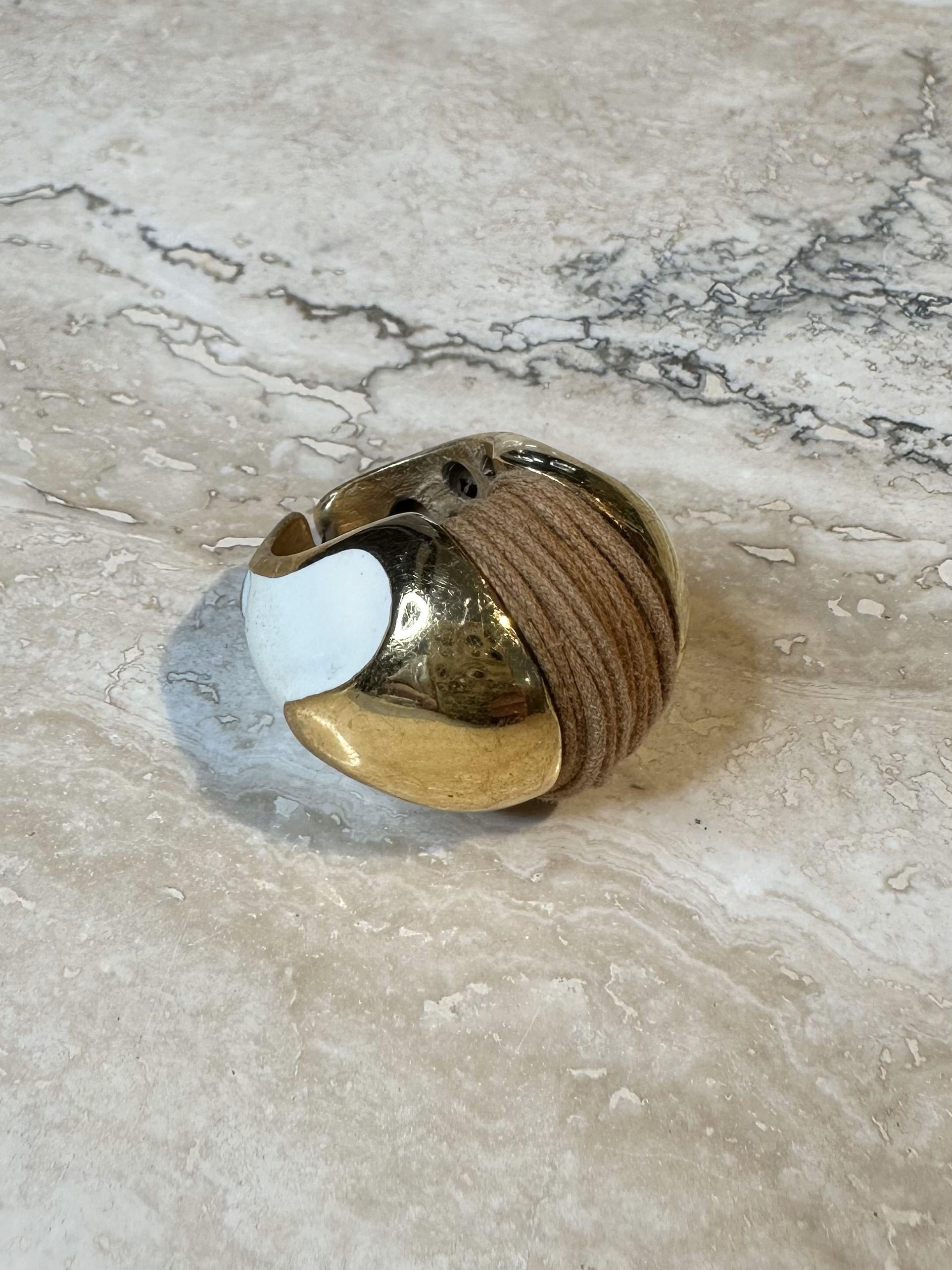 Vintage Boho Leather Chord Ring In Good Condition For Sale In Lake Worth Beach, FL