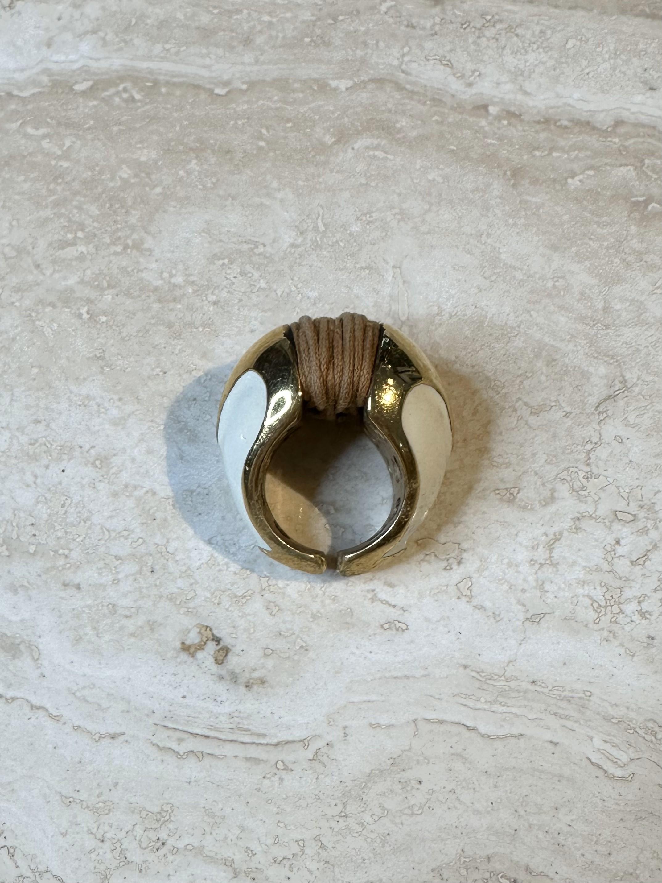 Women's or Men's Vintage Boho Leather Chord Ring For Sale
