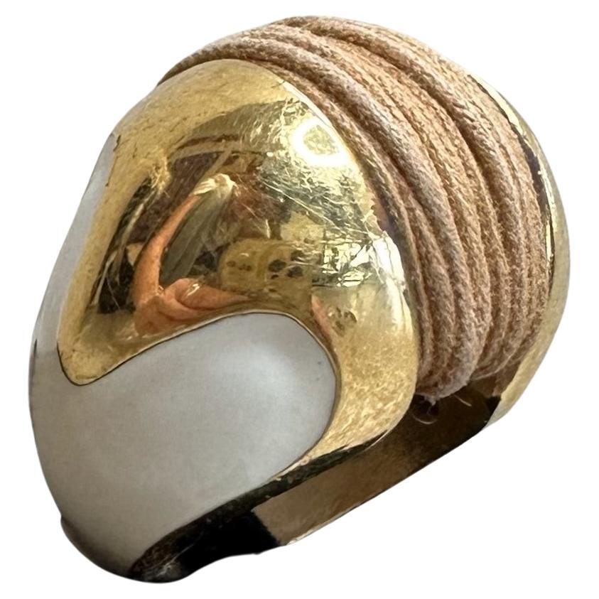 Vintage Boho Leather Chord Ring For Sale