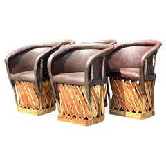 Vintage Boho Leather Equipale Chairs - Set of 5