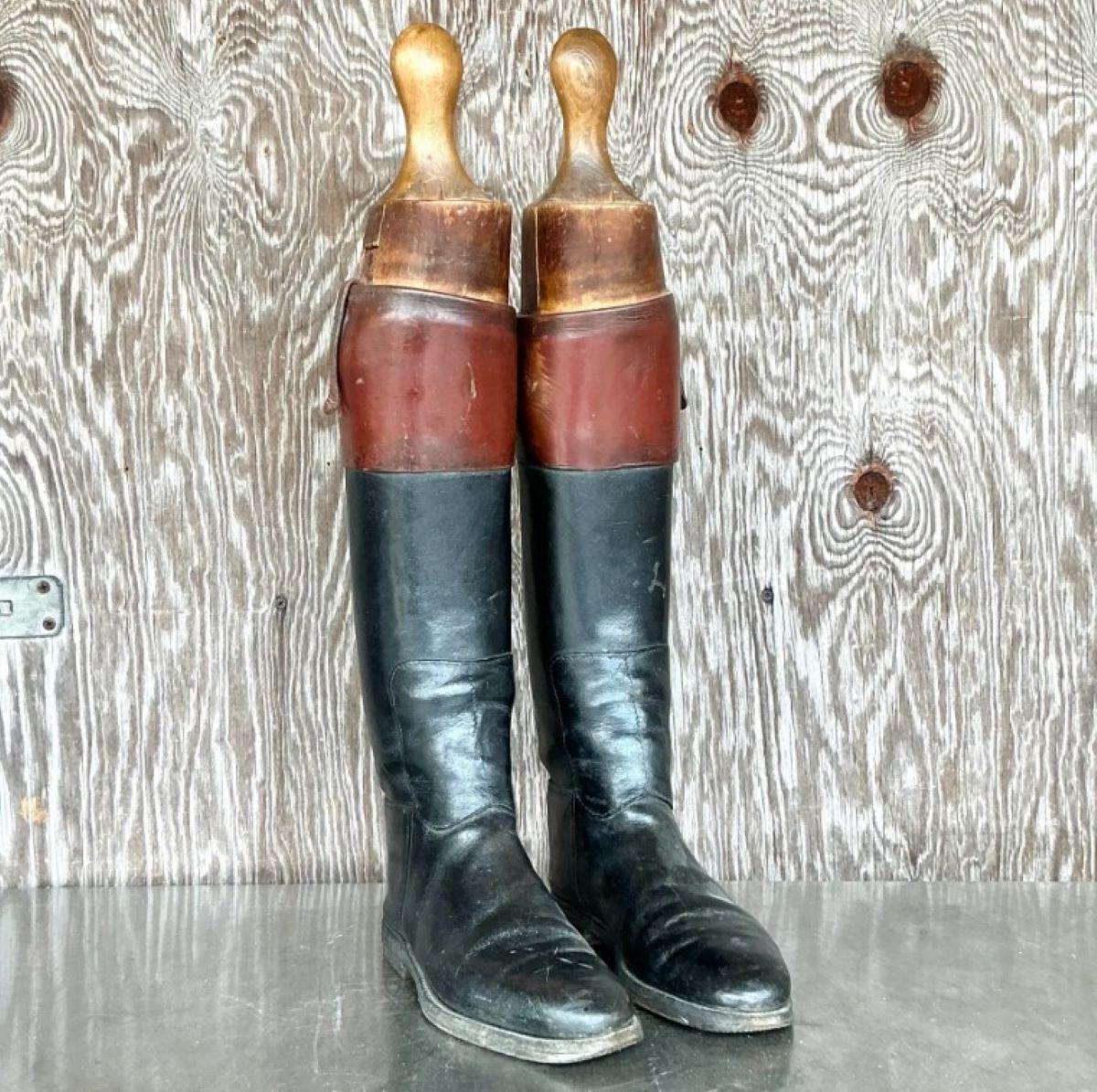 Stivali da equitazione vintage in pelle bohémien - Un paio in vendita 4