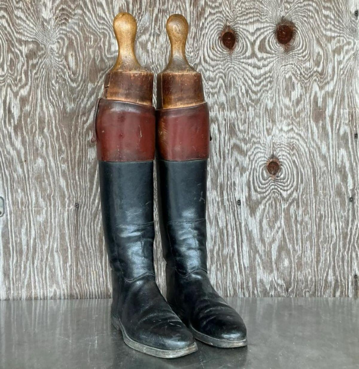 Stivali da equitazione vintage in pelle bohémien - Un paio in vendita 2