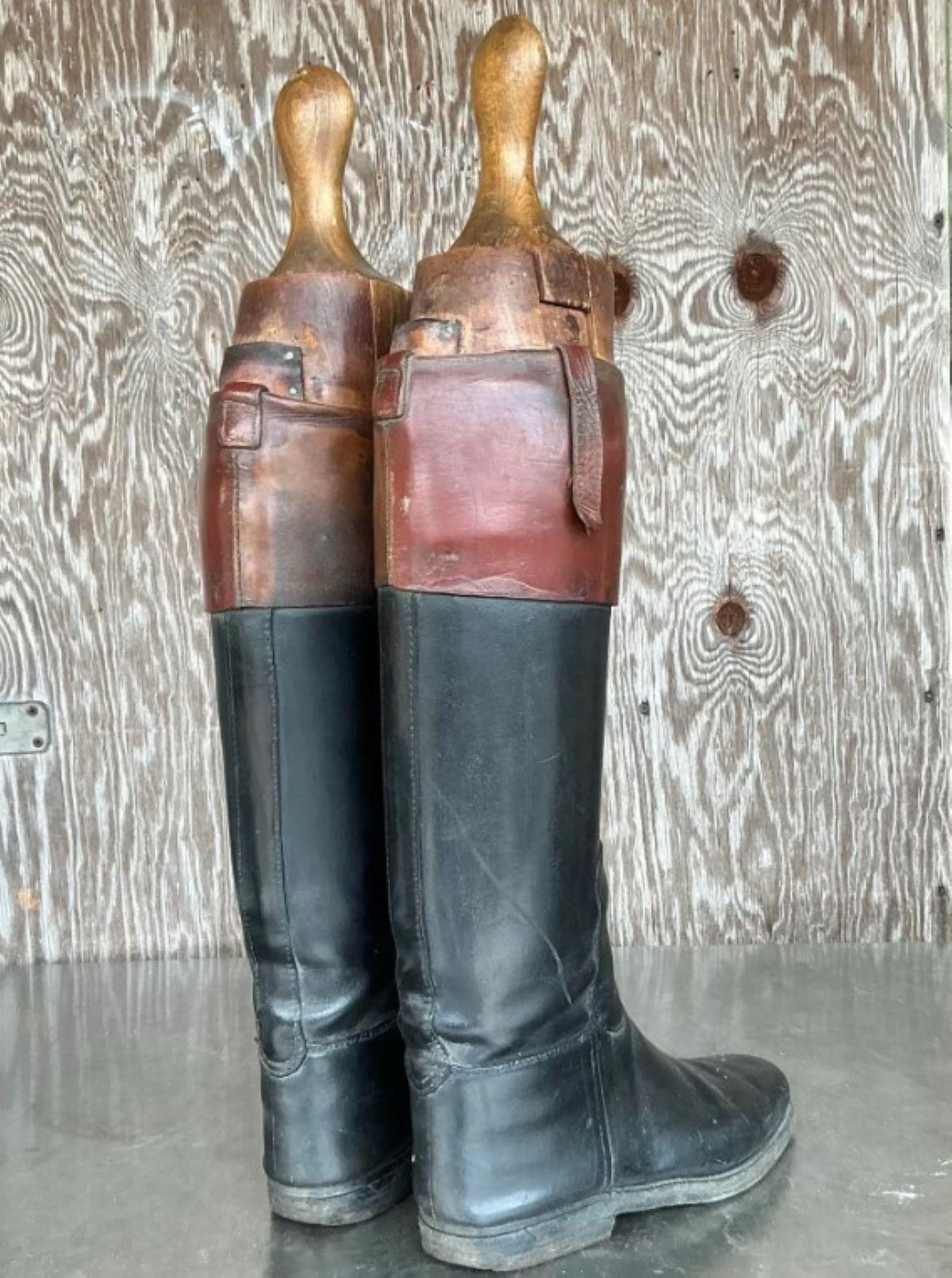 Stivali da equitazione vintage in pelle bohémien - Un paio in vendita 3